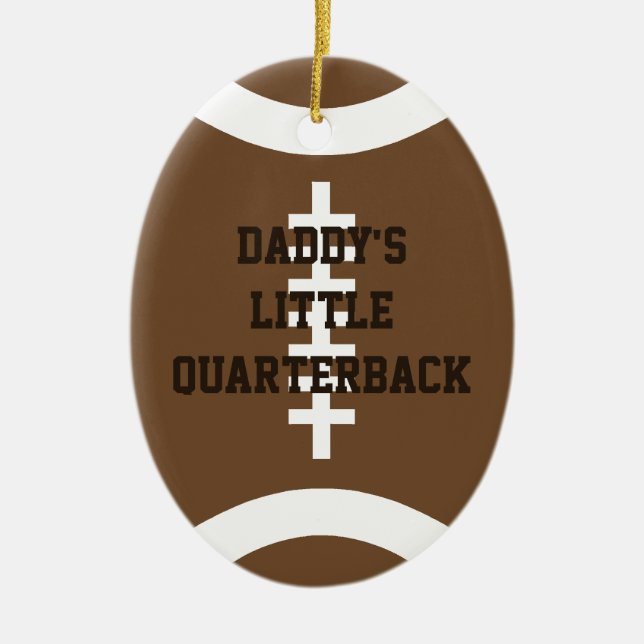 Daddy&#x27;s Little Quarterback Vertical Photo Ceramic Tree Decoration (Front)