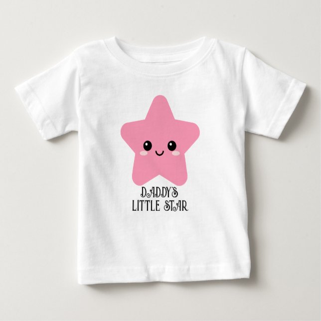 Daddy's Little Star, Pink Star Grapic Tee, Cute Baby T-Shirt (Front)