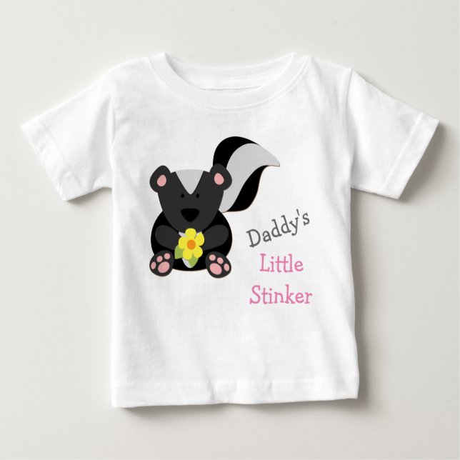 Daddy's Little Stinker Pink Baby T-Shirt (Front)