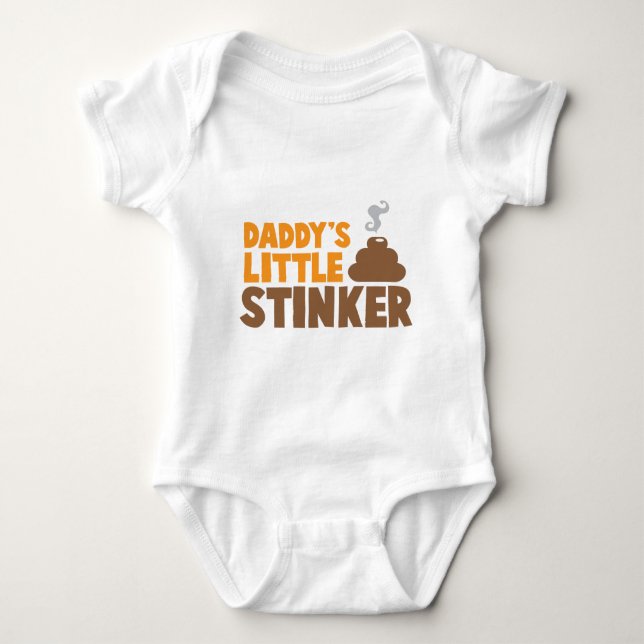 Daddy's little STINKER with cute poo Baby Bodysuit (Front)