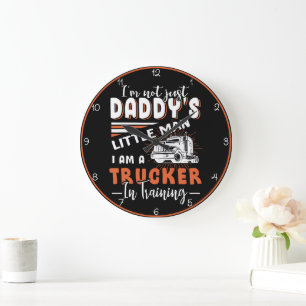 Daddy's Little Trucker In Training Large Clock