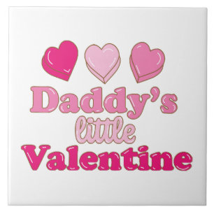 Daddy's Little Valentine design with hearts Ceramic Tile