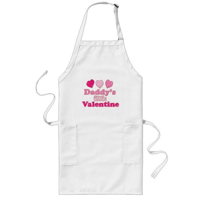Daddy's Little Valentine design with hearts Long Apron (Front)