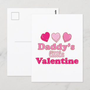 Daddy's Little Valentine design with hearts Postcard