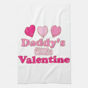 Daddy's Little Valentine design with hearts Tea Towel