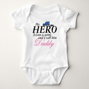 Daddy's My Hero - Truck Driver Baby Bodysuit