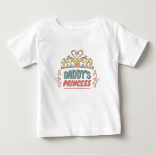 Daddys Princess Flower Heart Crown Baby T-Shirt
