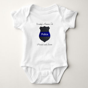 Daddy's Reason Police Thin Blue Line Badge Baby Bodysuit