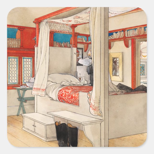 Daddy's Room, 1895 by Carl Larsson Square Sticker (Front)