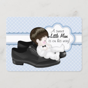 Daddys Shoes Little Man Baby Shower Invitation