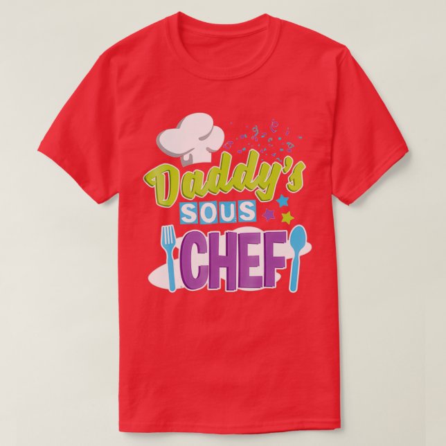 Daddys Sous Chef Kids Cooking  T-Shirt (Design Front)