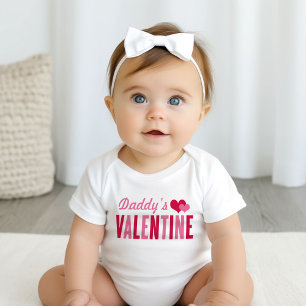 Daddy's Valentine Pink and Red Hearts Baby Girl Baby Bodysuit
