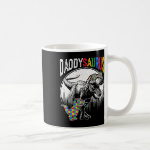 Daddysaurus Autism Sister Puzzle Pieces And T Rex Coffee Mug