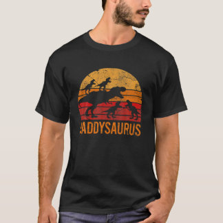 Daddysaurus Daddy Dinosaur Four Kid Fathers Day T-Shirt