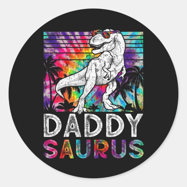Daddysaurus Dinosaur Daddy Saurus Family Matching  Classic Round Sticker (Front)