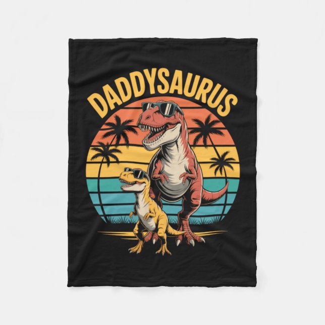 Daddysaurus Dinosaur Summer Fathers Day Fleece Blanket (Front)