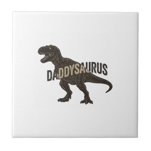 Daddysaurus Dinosaur Vintage Engraving Shirt Desig Ceramic Tile