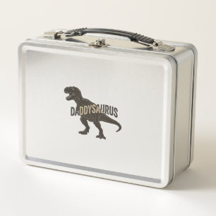 Daddysaurus Dinosaur Vintage Engraving Shirt Desig Metal Lunch Box