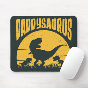 Daddysaurus Dinosaurs Father Dad Black Yellow Mouse Pad