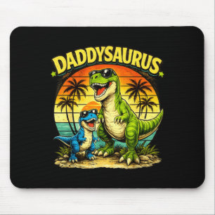 Daddysaurus funny dinosaur dad retro sunset mouse pad