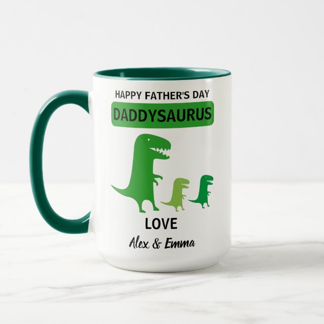 Daddysaurus Mug, Personalised Father's Day Mug (Left)