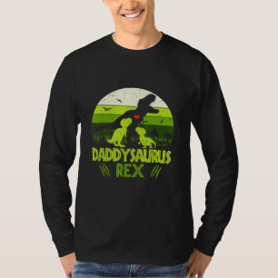 Daddysaurus Rex 2 Kids Sunset Dinosaur For Fathers T-Shirt