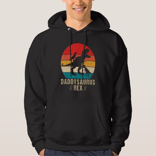 Daddysaurus Rex 2 Kids Sunset For Fathers Day Hoodie (Front)