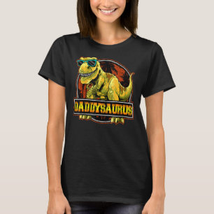 Daddysaurus Rex 2 Kids Sunset   For Fathers Day T-Shirt