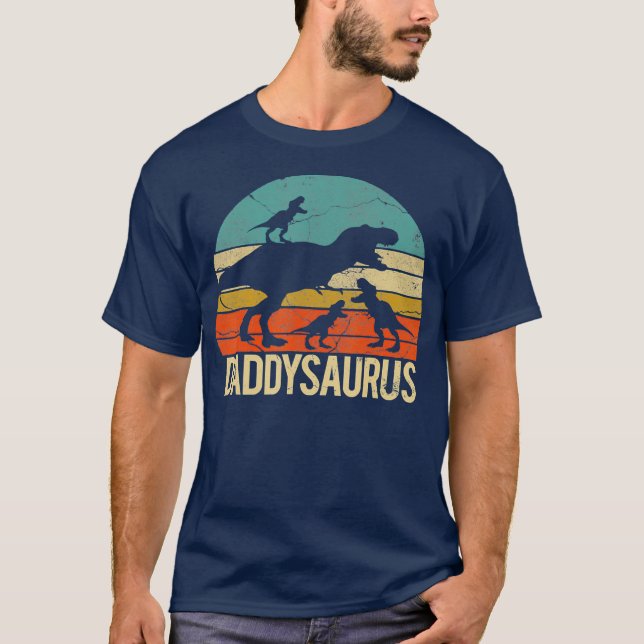 Daddysaurus rex 3 kids daddy dinosaur T-Shirt (Front)