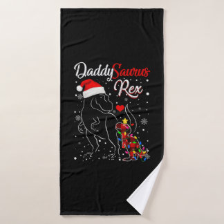 Daddysaurus Rex Dinosaur Red Plaid Christmas   Bath Towel