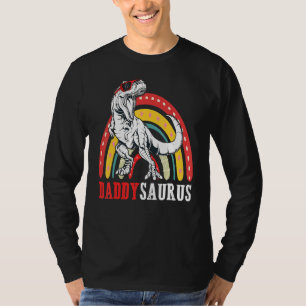 Daddysaurus Rex Rainbow Daddy Saurus Father Day T-Shirt