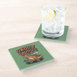 Daddysaurus Rex – The Cool Prehistoric Legend Glass Coaster