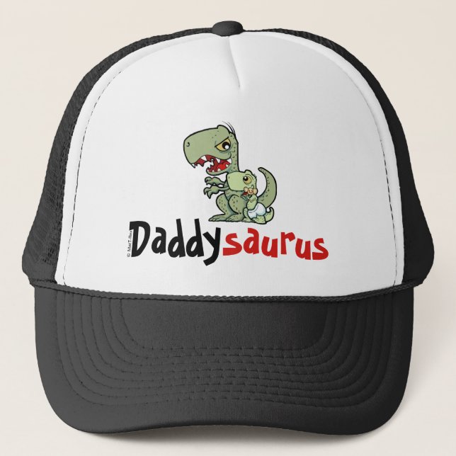 Daddysaurus T-Rex Baby Boy Father's Trucker Hat (Front)