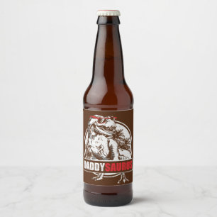 DaddySaurus T-rex Dinosaur Funny Fathers Day Beer Bottle Label