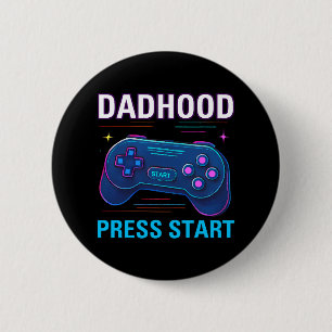 Dadhood Press Start Retro Gamer Design Button