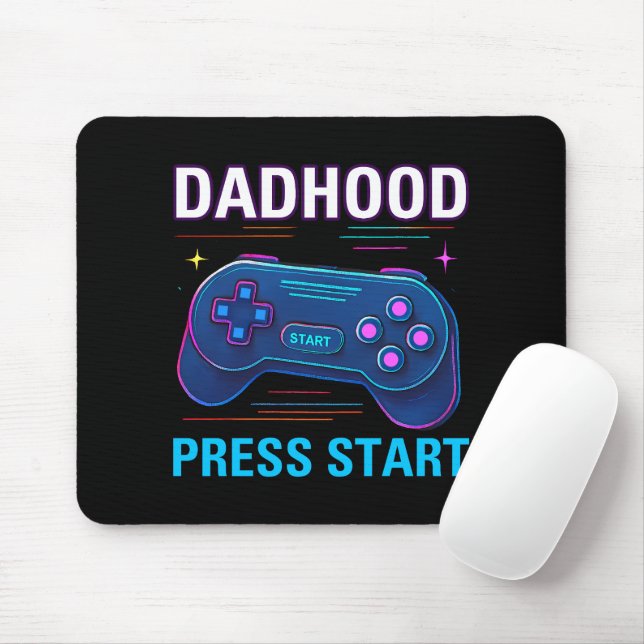 Dadhood Press Start Retro Gamer Design Mouse Pad (With Mouse)