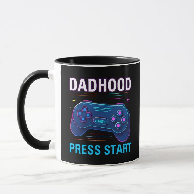 Dadhood Press Start Retro Gamer Design Mug (Left)