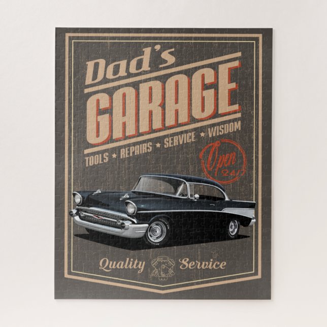 Dad's 1957 Black Chevy Garage Jigsaw Puzzle (Vertical)