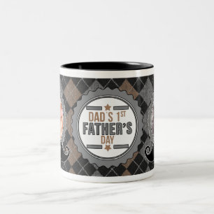 Dad's 1st Father's Day   Custom Moustache Photo Two-Tone Coffee Mug