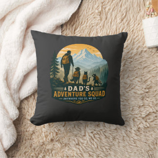 Dad's Adventure Squad Retro Mountain Hiking Gift Cushion