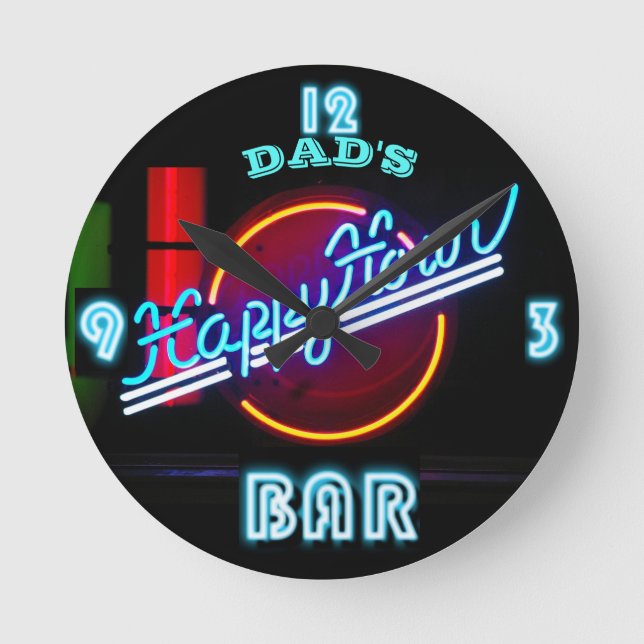 DAD'S BAR, MANCAVE, DEN - Neon Clock Customisable (Front)