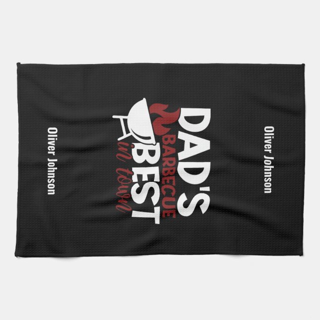 Dad's Barbecue The Best In Town Father's Day Tea Towel (Horizontal)