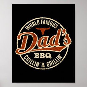 Dad's Bbq Chilling And Grilling Vintage  Poster