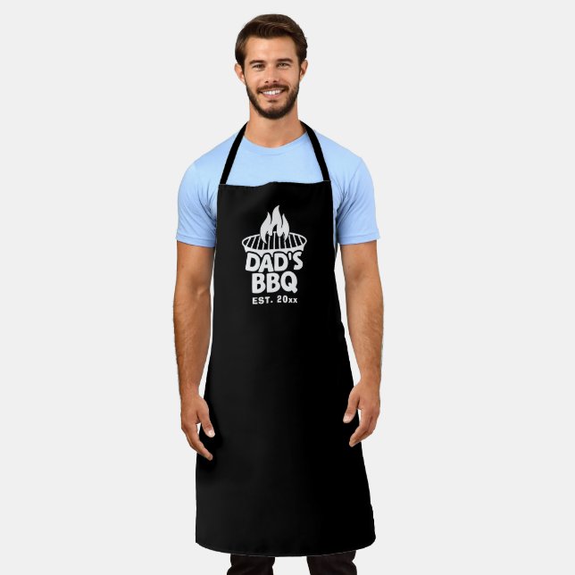 Dad's BBQ Grill Logo Black Apron (Worn)