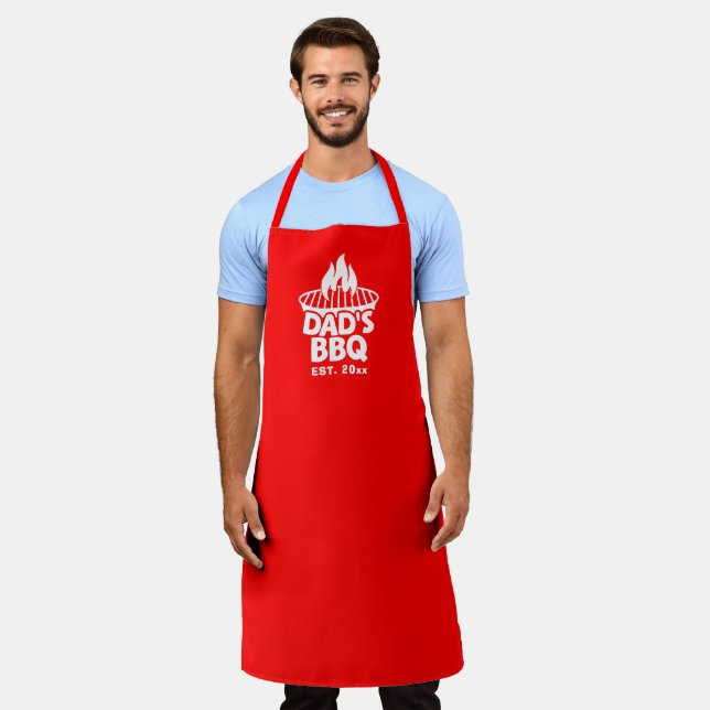 Dad's BBQ Grill Logo Red Apron (Worn)