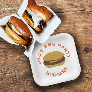 Dad's BBQ Party Burgers Custom Paper Plate