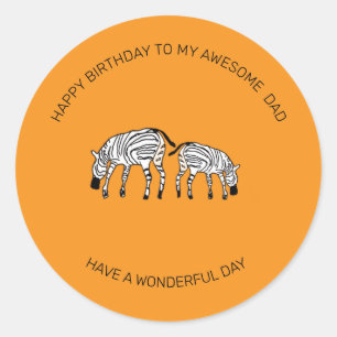 Dad's Birthday Cute Kenyan Zebras Classic Round Sticker