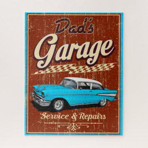 Dad's Blue Chevy Garage Jigsaw Puzzle