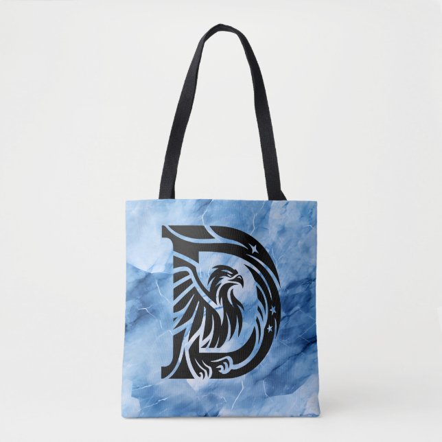 Dads Bold Eagle on Blue Smoke Large Shoulder Tote (Front)