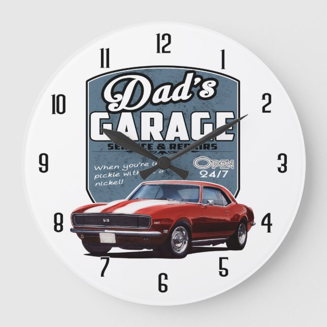 Dad's Camaro Garage Large Clock (Front)